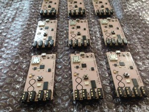 The light glove’s chips are lined up and ready for programming. Each chip is a little smaller than a credit card. (Photo provided)