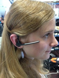 Sara Birns, UI/UX mentor and recent University of Oregon graduate, wears the Plantronics Voyager Legend.