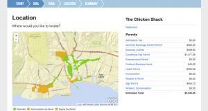 OpenCounter helps entrepreneurs get their businesses up and running more quickly and easily by providing an online interface to the permitting process at City Hall (Screenshot contributed)
