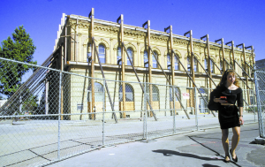 The current site of NextSpace, Pacific and Cooper, taken during renovations after the ’89 earthquake. (Photo credit: Bill Lovejoy)