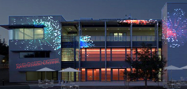 Projections on the Digital Arts Research Center building by DANM grad student Steve Gerlach (Contributed)