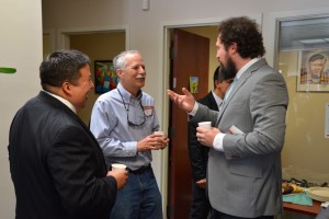 SACNAS President Dr. Gabriel Montaño (left), Santa Cruz Mayor Don Lane, and SACNAS Director of Programs Corey Azevedo connect at the SACNAS Open House on April 29, 2015. (Contributed)