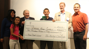 The Reisdorf family, owners of Carmel Honey Company, receive their check after winning the Main Street division of Venture Showcase 2016. (L-R, Becky Reisdorf, Brooke Reisdorf, Joel Gambord, Jake Reisdorf, Brad Barbeau, Jeff Reisdorf. (Credit: Jan Janes Media)