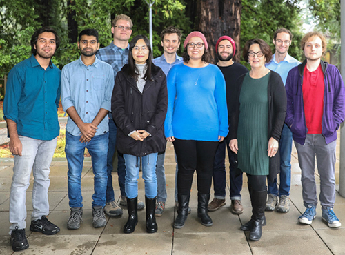 Photo of the UC Santa Cruzed by faculty adviser Marilyn Walker, professor of computer science and engineering. Team members pictured here include (left to right): Rishi Rajasekaran, Nikhil Varghese, Davan Haririson, Jiaqi Wu, Jurik Juraska, Lena Reed, Abteen Ebrahimi, Professor Marilyn Walker, Professor Jeffrey Flanigan, Kevin Bowden