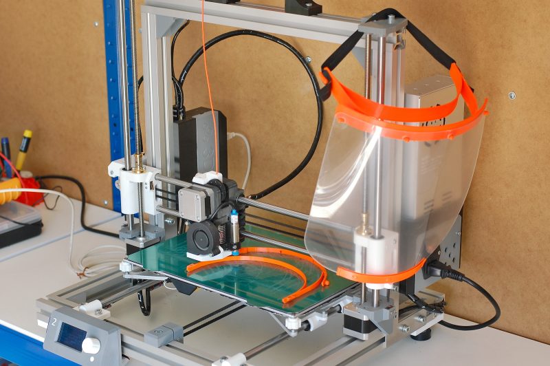 3D printer printers frames for PPE face shields